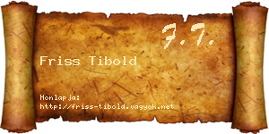 Friss Tibold névjegykártya